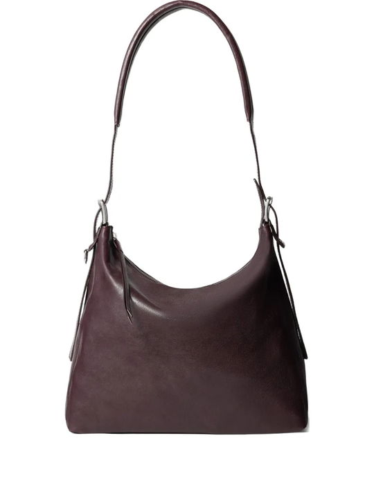 Brown leather handbag,front view