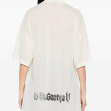 White t-shirt worn by a person, showing the t-shirt's fit