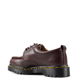 Burgundy shoes, side view