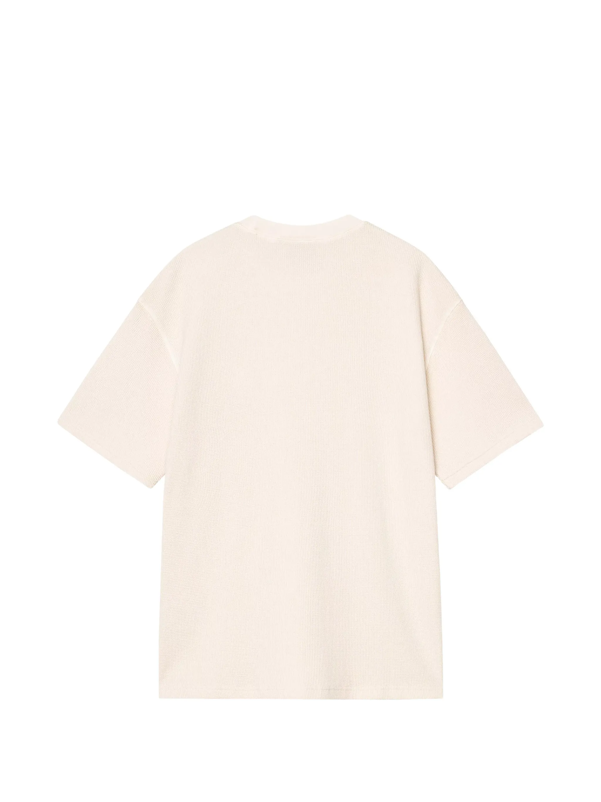 Tan t-shirt, back view