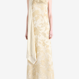 Tan dress, full body view