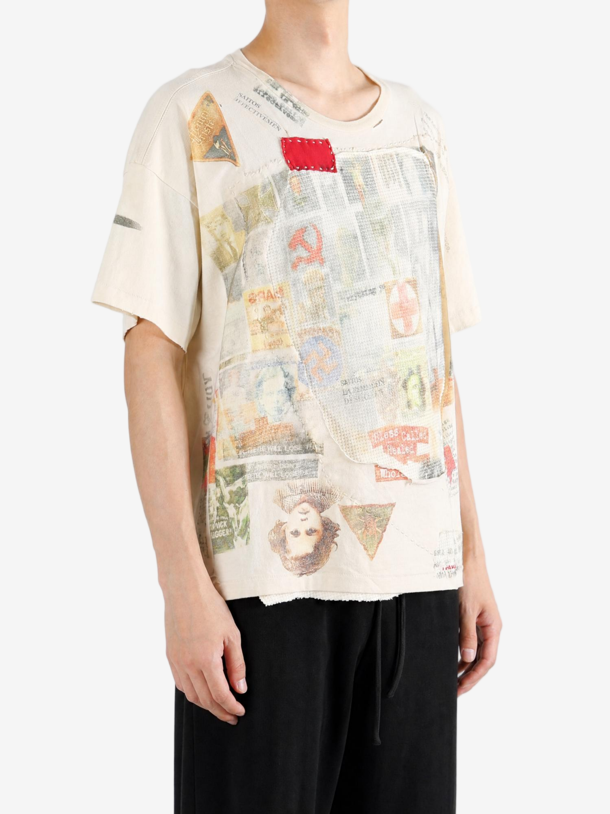 Tan t-shirt, full body view