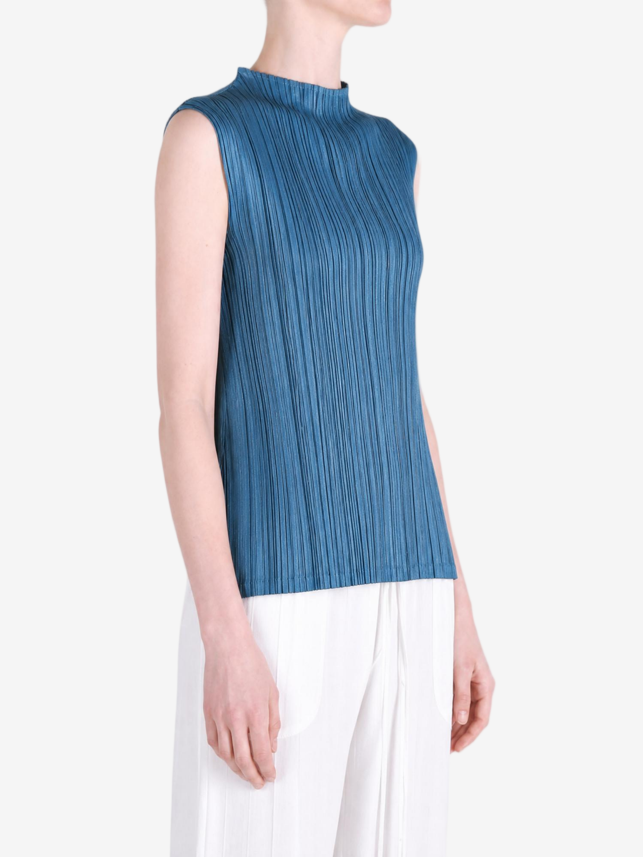 Blue shirt worn by a person, showing the shirt fit