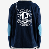 Navy knitwear, full body view