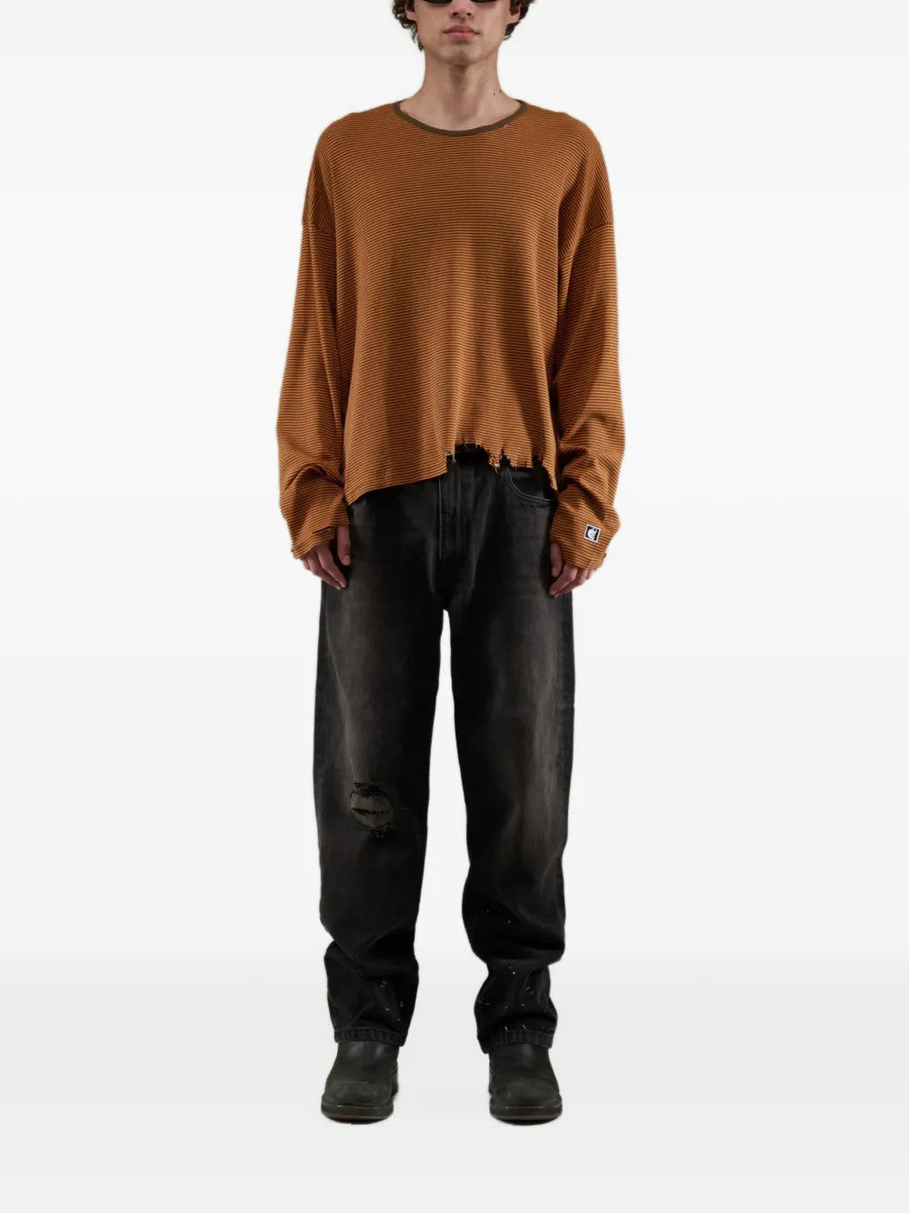 Orange top, full body view