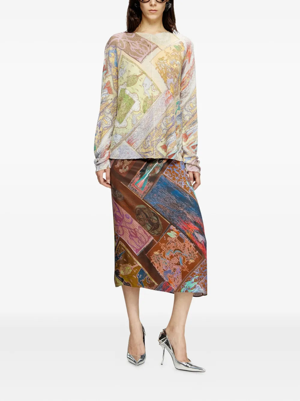 Brown skirt, full body view