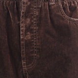 Close up of brown pants,showing texture of the cotton fabric
