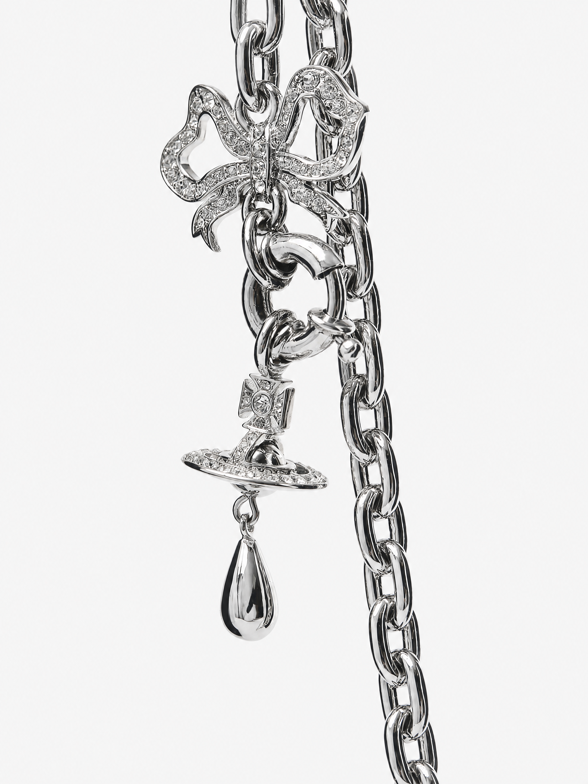 Close up of Grey jewelry, showing detail