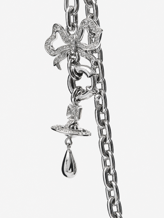 Close up of Grey jewelry, showing detail