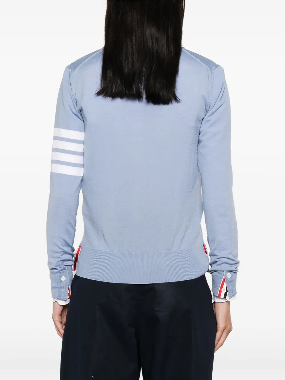 Blue knitwear, front view