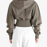 Brown hoodie, full body view