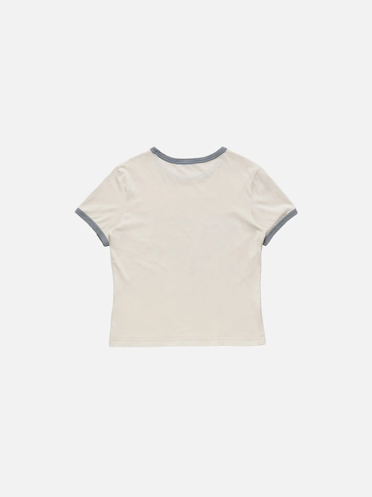 Tan t-shirt, back view