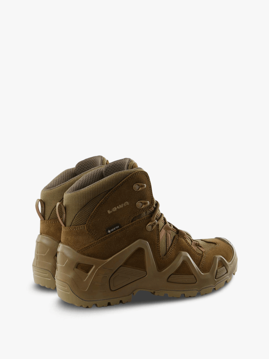Tan boots, back view