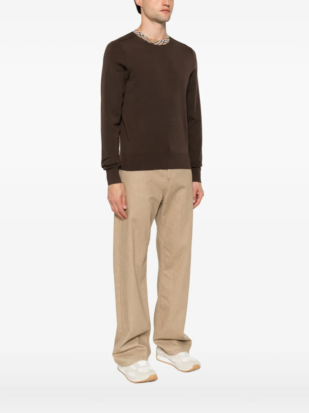 Brown top, full body view