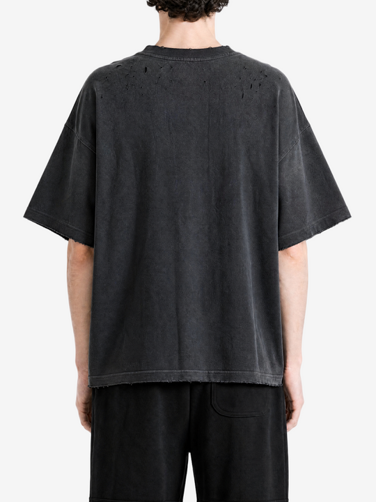 Black t-shirt, full body view