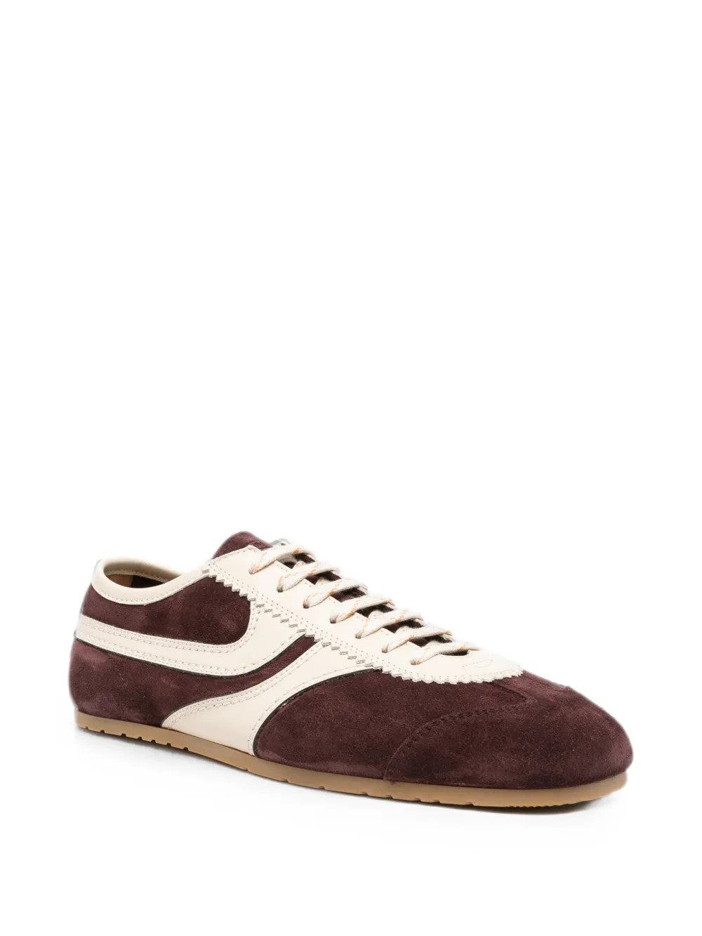 Burgundy shoes, front view