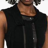 Close up of black top, showing texture of the Cotton fabric