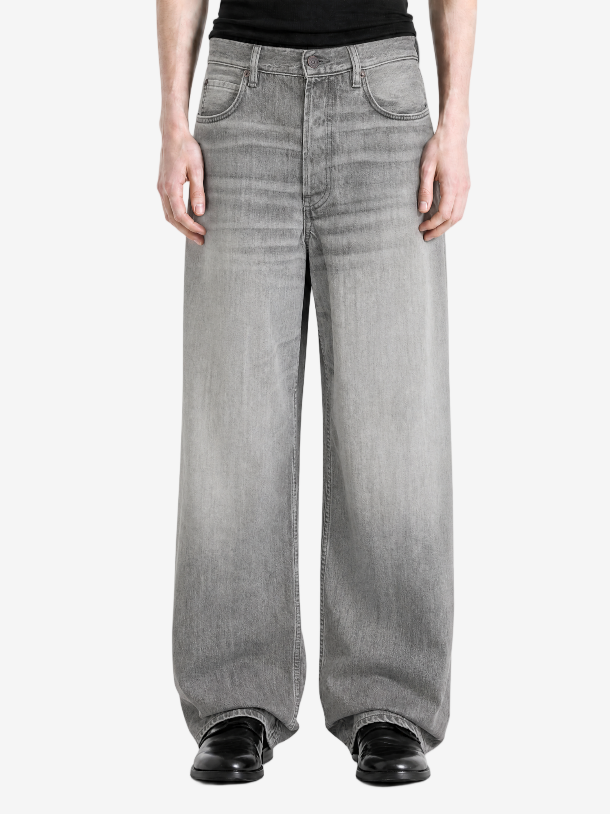 Grey jeans, full body view