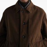 Brown jacket worn by a person, showing the jacket fit