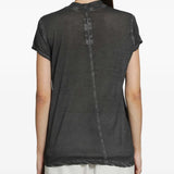 Black t-shirt worn by a person, showing the t-shirt fit