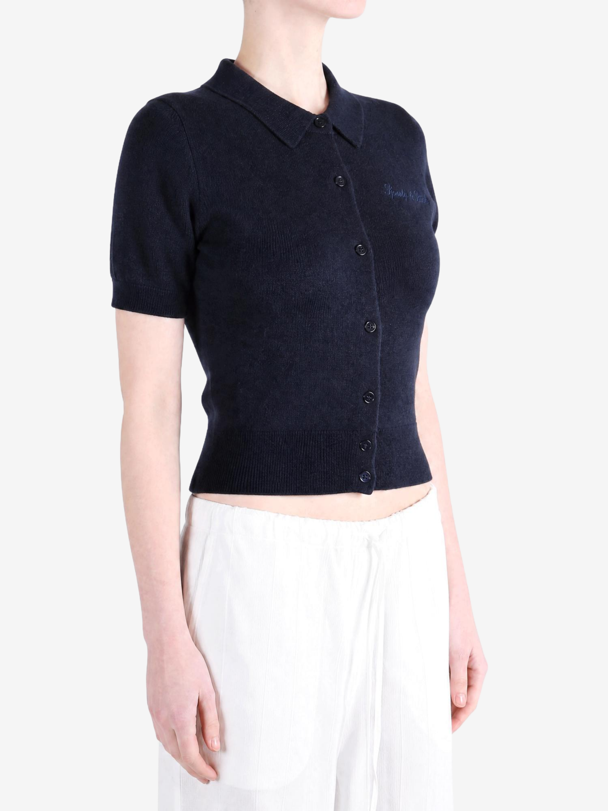 Navy hoodie, front view