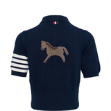 Blue shirt, back view