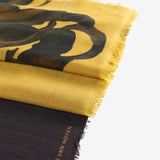 Close up of brown scarf, showing the wool fabric