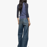 Blue t-shirt, full body view