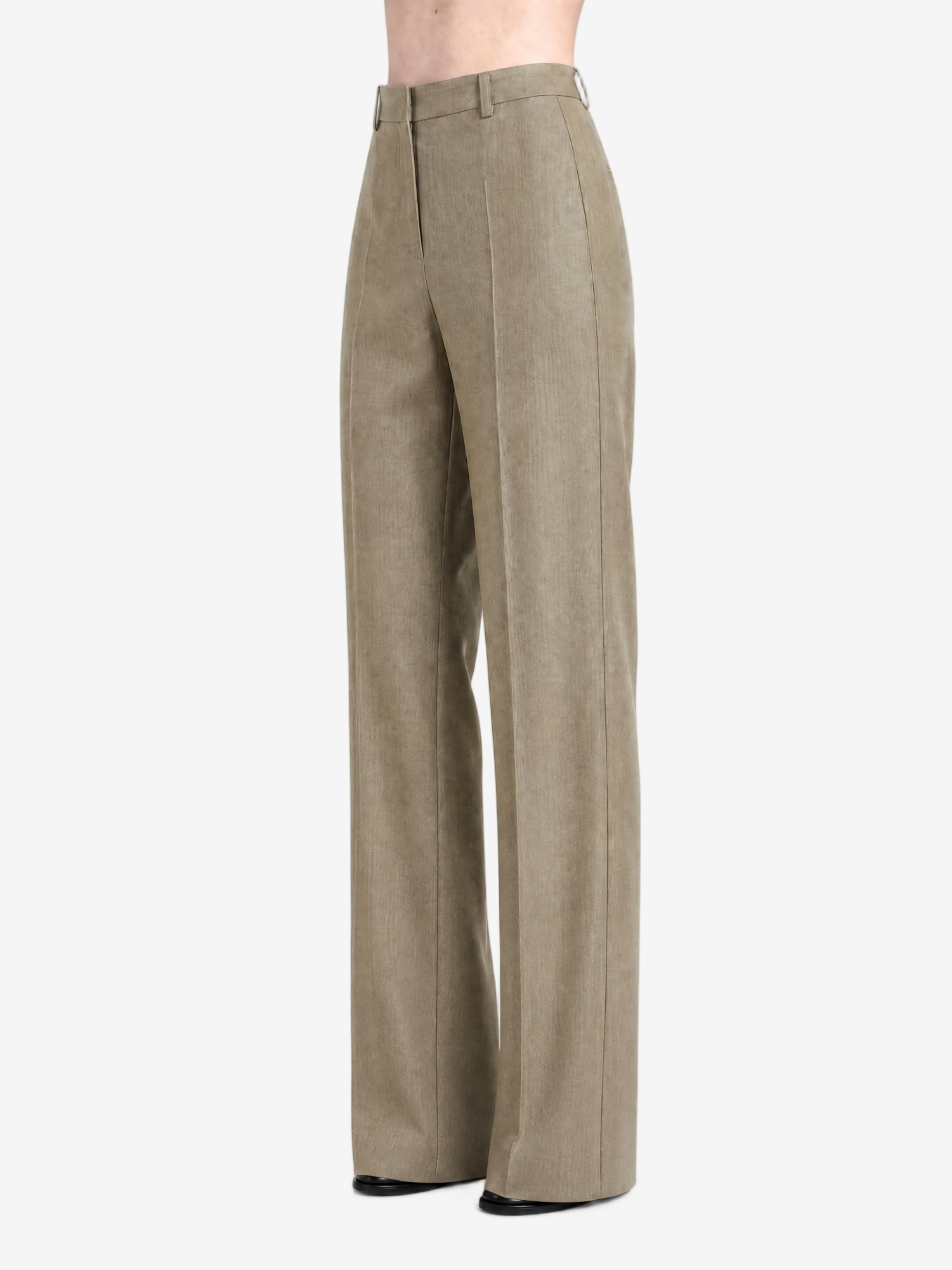 Tan pants, full body view