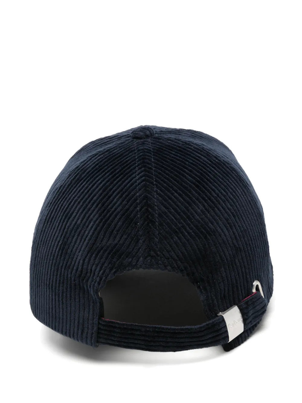 Navy hat, back view