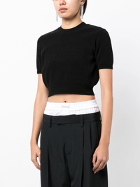 ALEXANDER WANG - Women Embossed Logo Ribbed Short Sleeve Tee