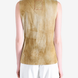 Tan top worn by a person, showing the top fit