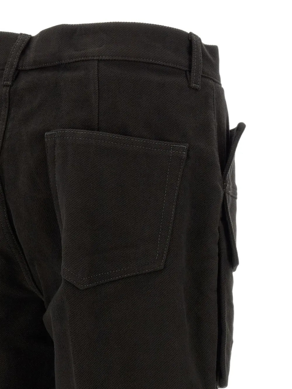 Close up of Black pants, showing texture of the 100% cotton fabric