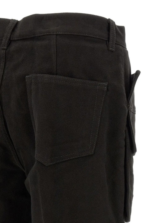 Close up of Black pants, showing texture of the 100% cotton fabric