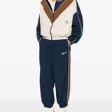 Navy jacket, full body view