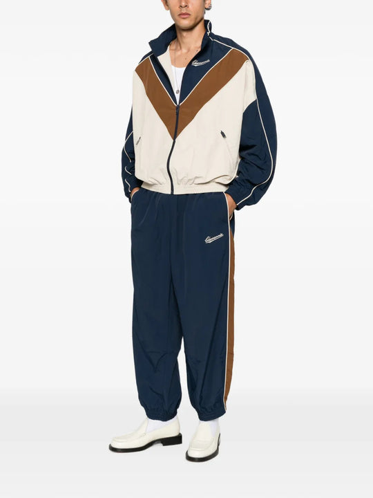 Navy jacket, full body view