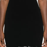 Close up of the black dress, showing texture of the polyamide fabric