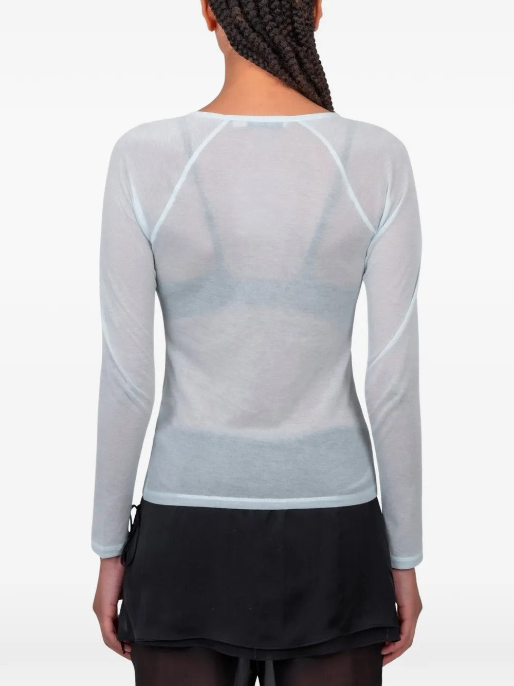 Blue t-shirt, full body view
