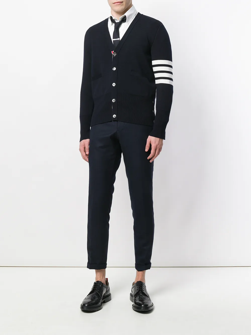 Navy Cardigan, full body view