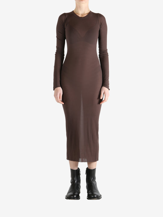 RICK OWENS RIBBED LONG SLEEVES DRESS, MASCAAR FONDENTE / 40