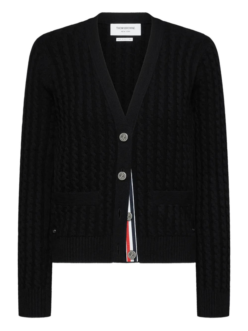 Black cardigan, front view