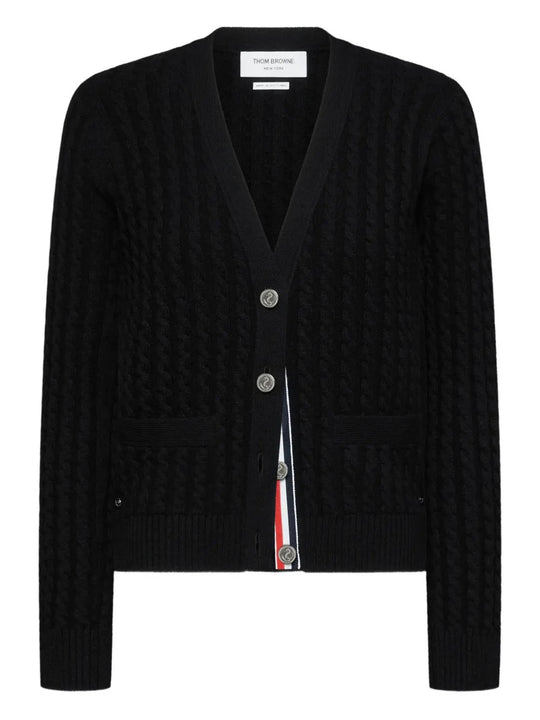 Black cardigan, front view