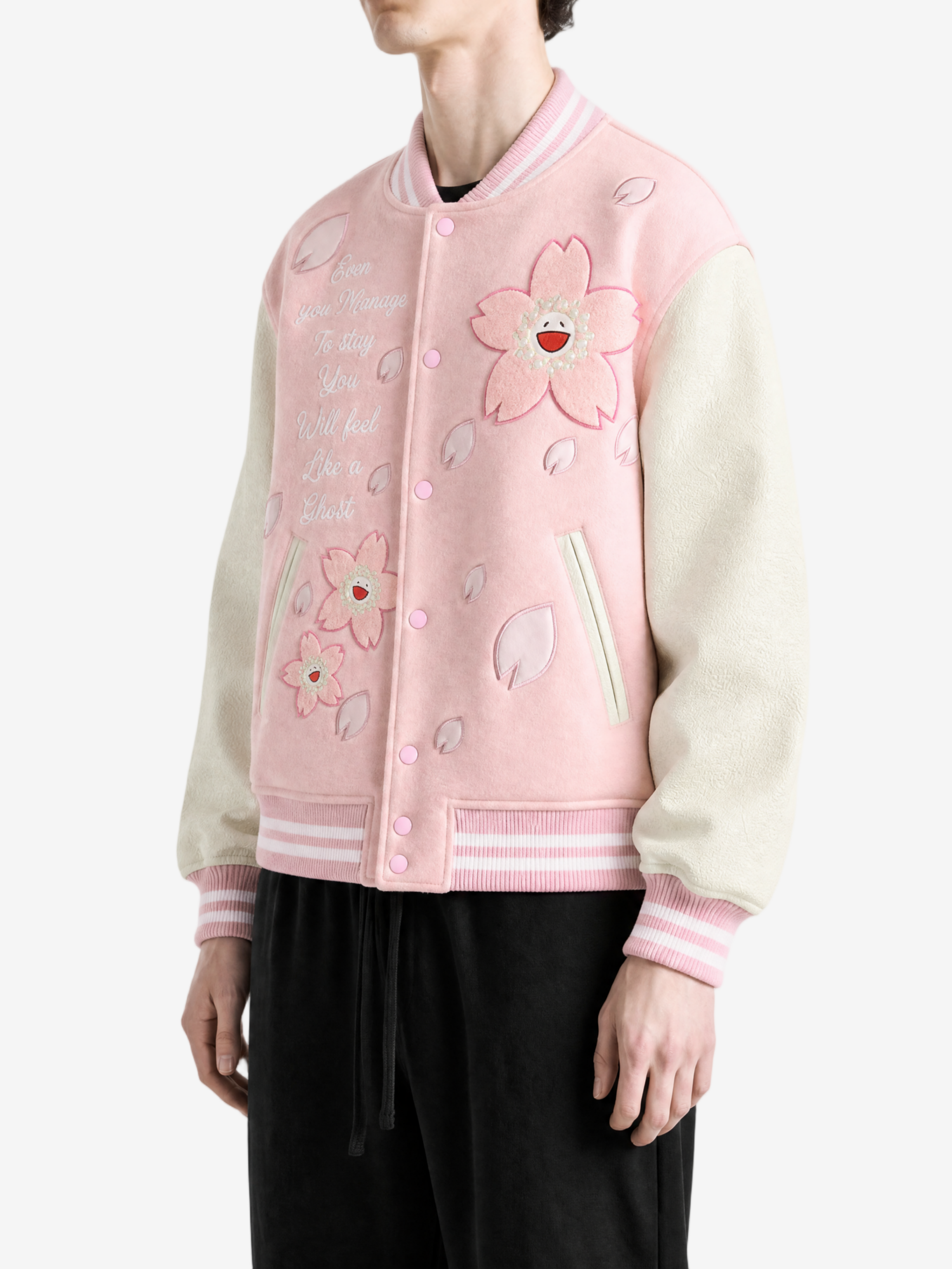 Pink jacket worn by a person, showing the jacket fit