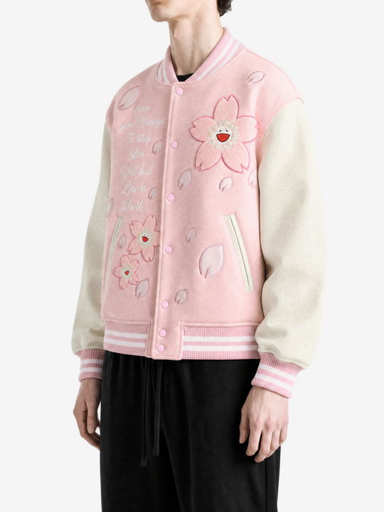 Pink jacket worn by a person, showing the jacket fit