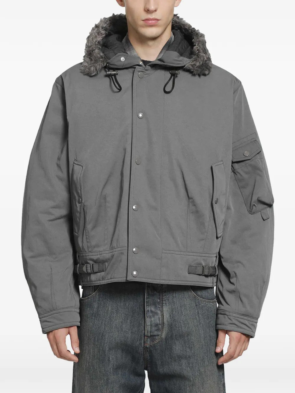 Grey jacket, full body view