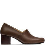 Brown heels, front view