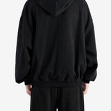 Black hoodie, full body view