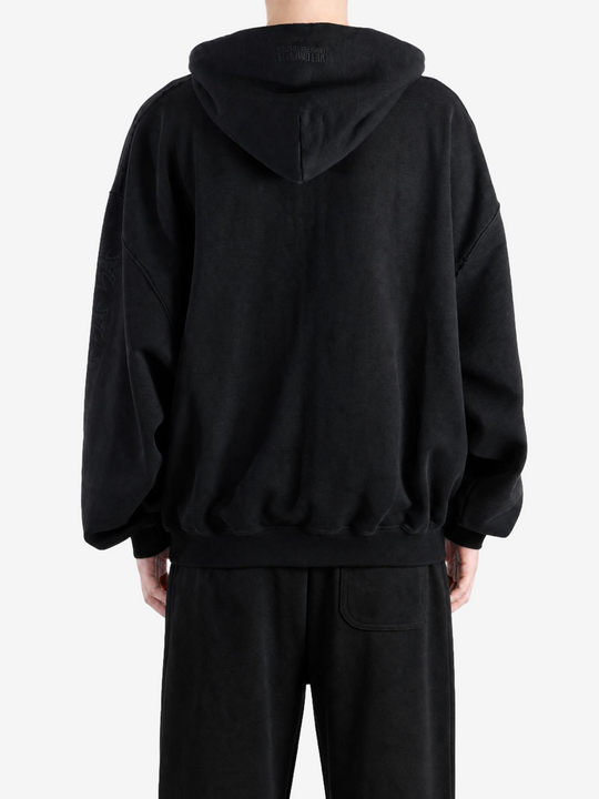 Black hoodie, full body view