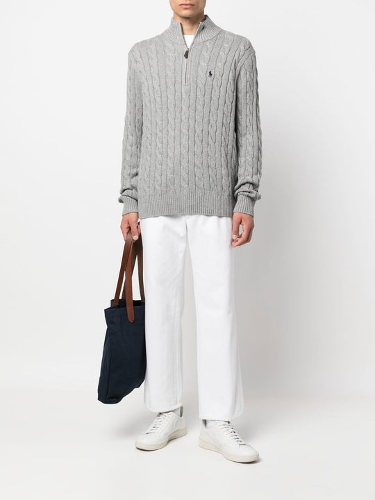 Grey sweater, full body view