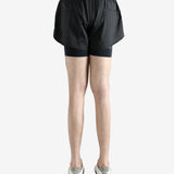 Black shorts worn by a person, showing the shorts fit